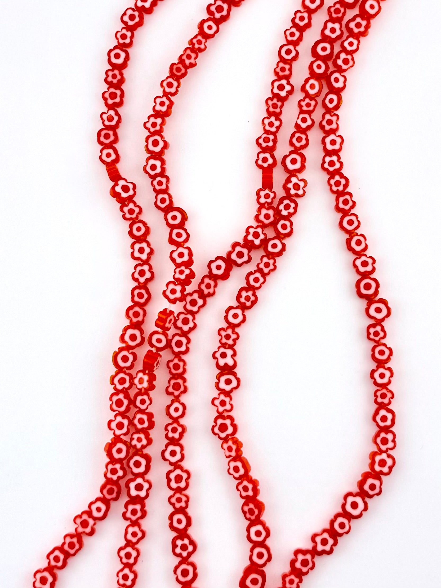 6.5mm Glass Flower Beads Orange