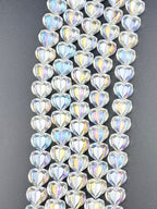 14mm Glass Heart Beads Clear