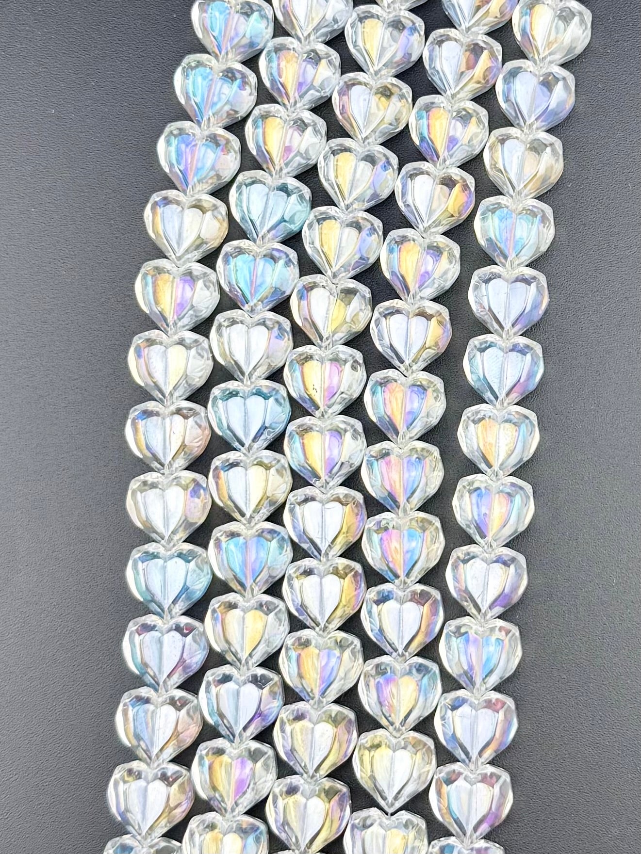 14mm Glass Heart Beads Clear