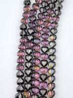 14mm Glass Heart Beads Black