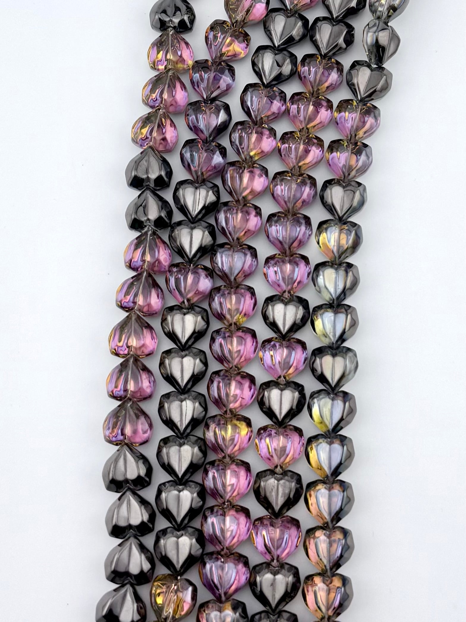 14mm Glass Heart Beads Black