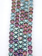 14mm Glass Heart Beads Blue