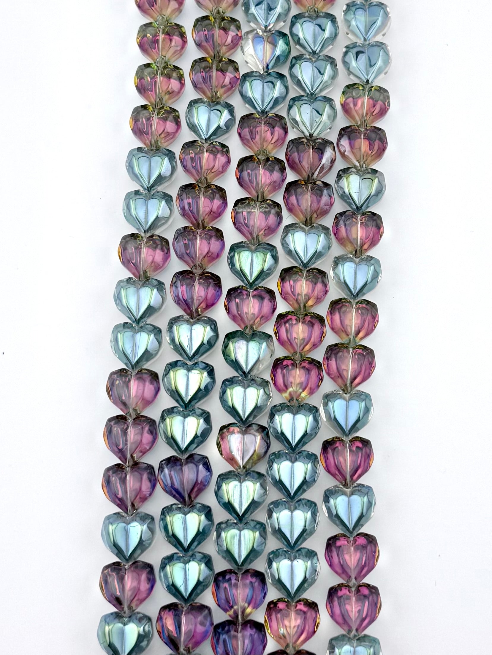 14mm Glass Heart Beads Blue