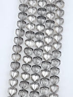 14mm Glass Heart Beads Gray
