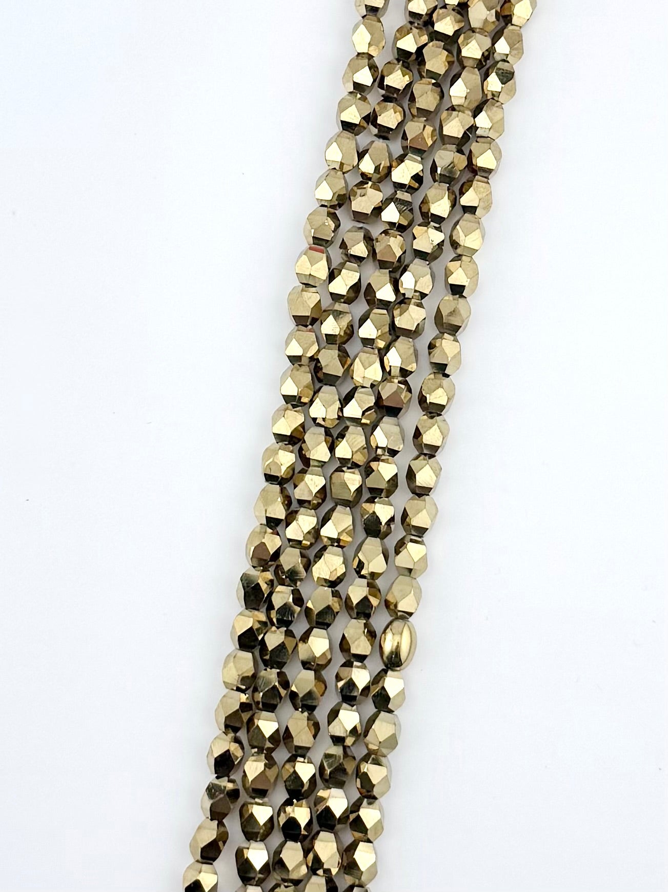 6mm Cornerless Cube Faceted Glass Beads Gold