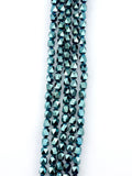 6mm Cornerless Cube Faceted Glass Beads Iris Green