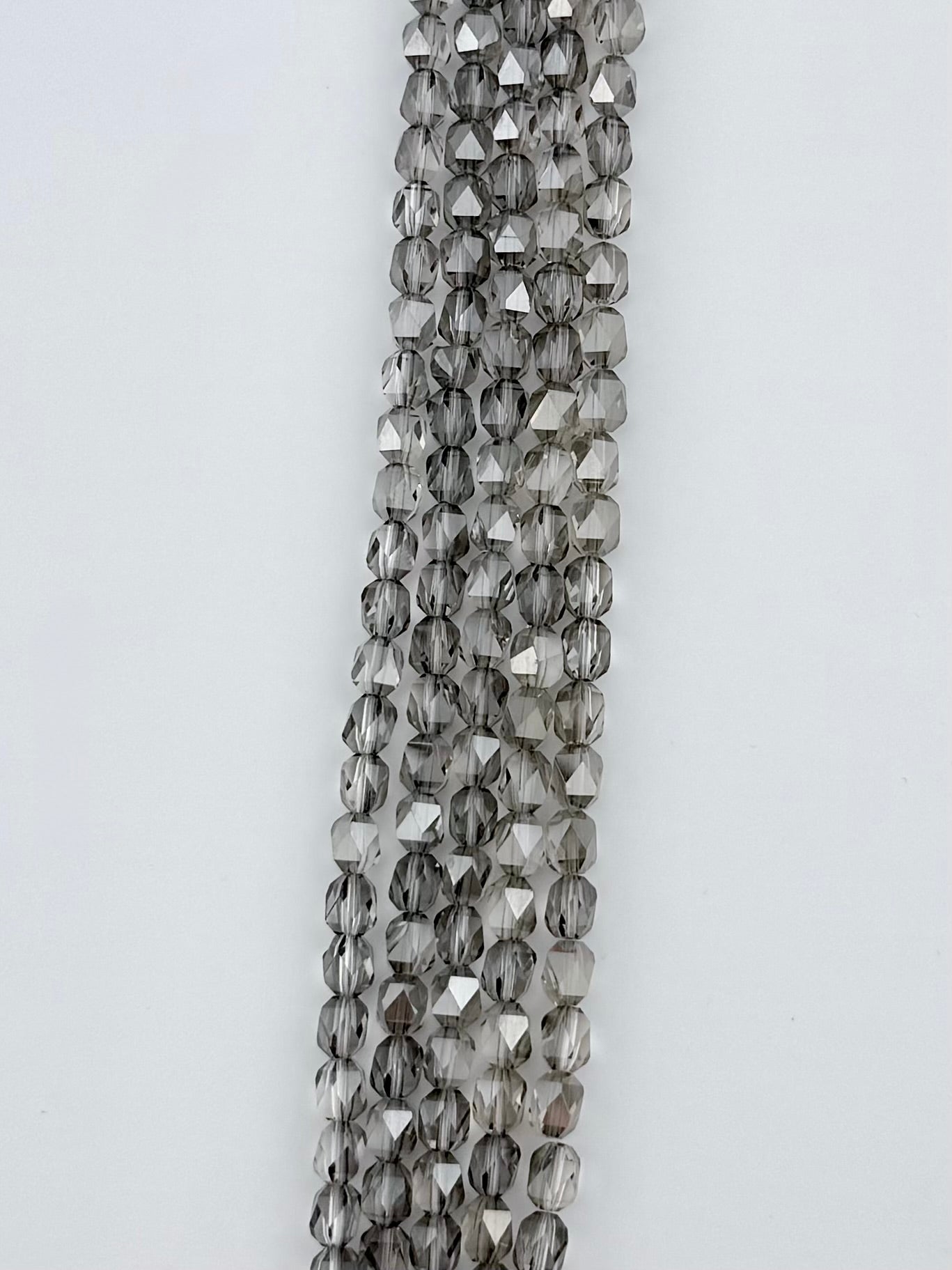 6mm Cornerless Cube Faceted Glass Beads Gray