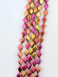 8-11mm Diamond Shaped Glass Beads Metallic Rainbow