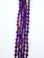 8-11mm Rectangle Pressed Glass Beads Metallic Purple