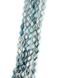 8-11mm Diamond Shaped Glass Beads Metallic Green