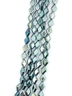 8-11mm Rectangle Pressed Glass Beads Metallic Green