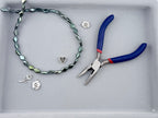 8-11mm Rectangle Pressed Glass Beads Metallic Green