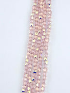 6mm Squashed Faceted Glass Beads Strand Peach