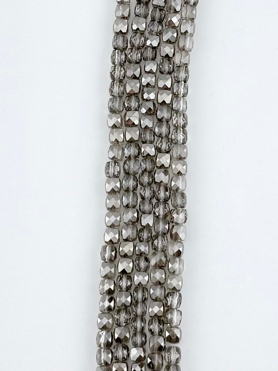 6mm Squashed Faceted Glass Beads Strand Crystal