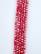 6mm Faceted Glass Bicone Beads Strand Red