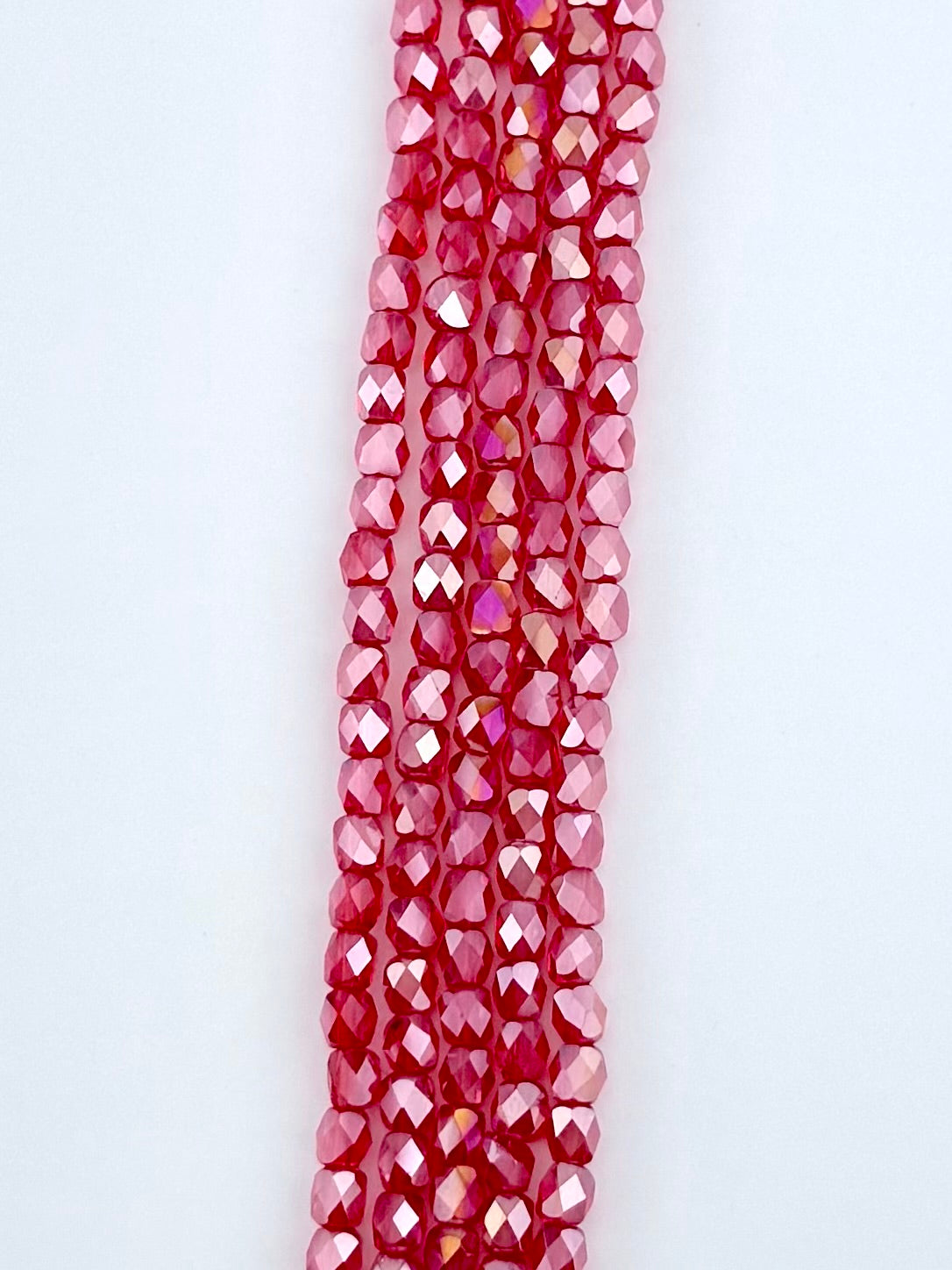 6mm Faceted Glass Bicone Beads Strand Red