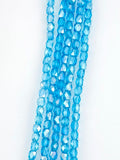 6mm Faceted Glass Cornerless Cube Beads Strand Blue