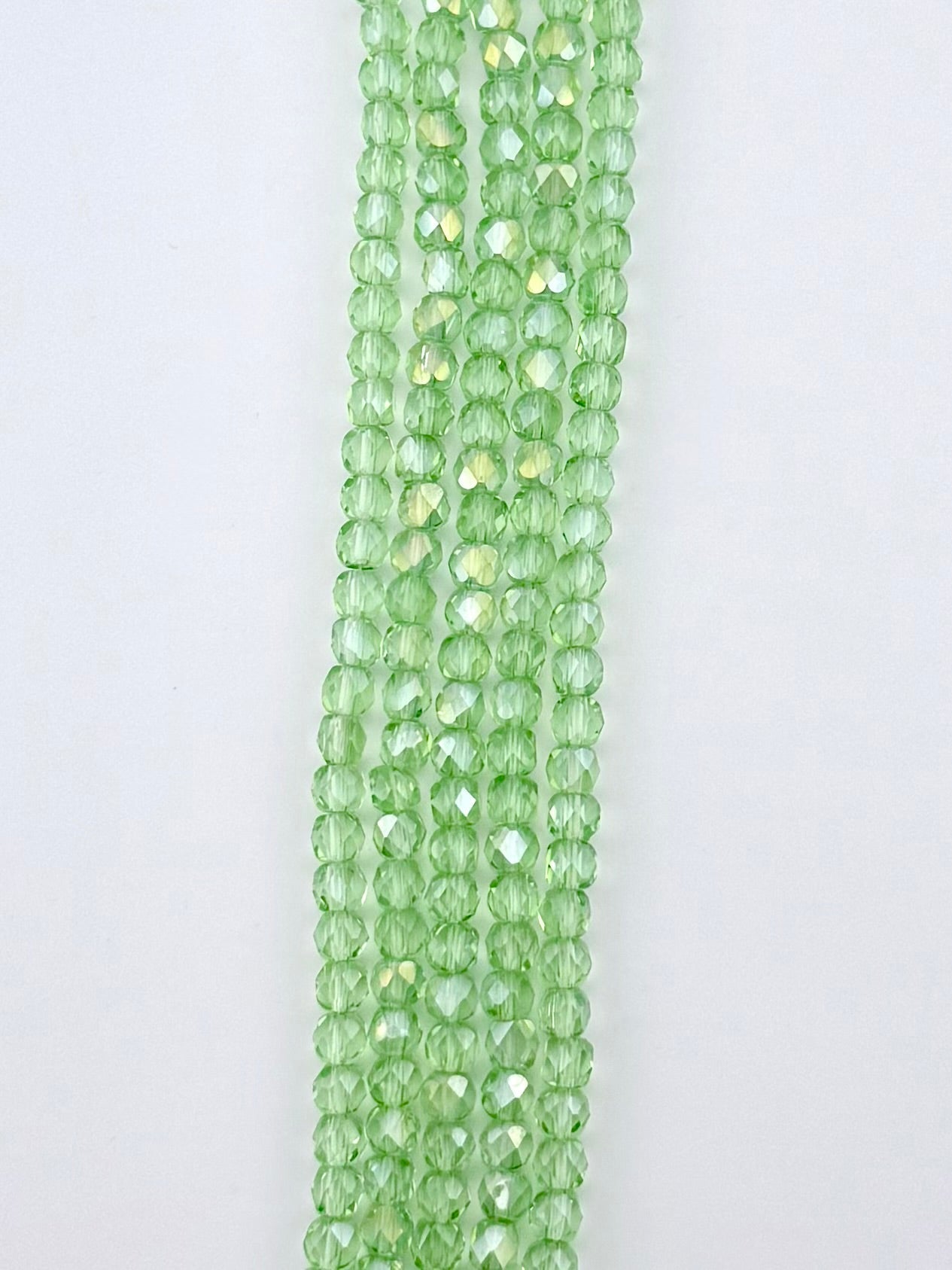 6mm Faceted Glass Bicone Beads Strand Green