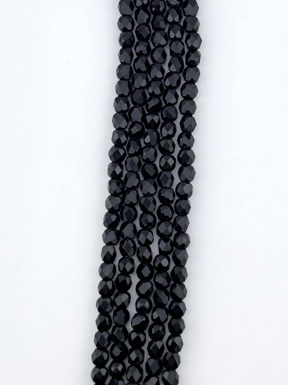 6mm Faceted Glass Bicone Beads Strand Black
