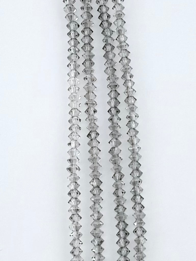 6mm Faceted Squished Bicone Glass Beads Gray