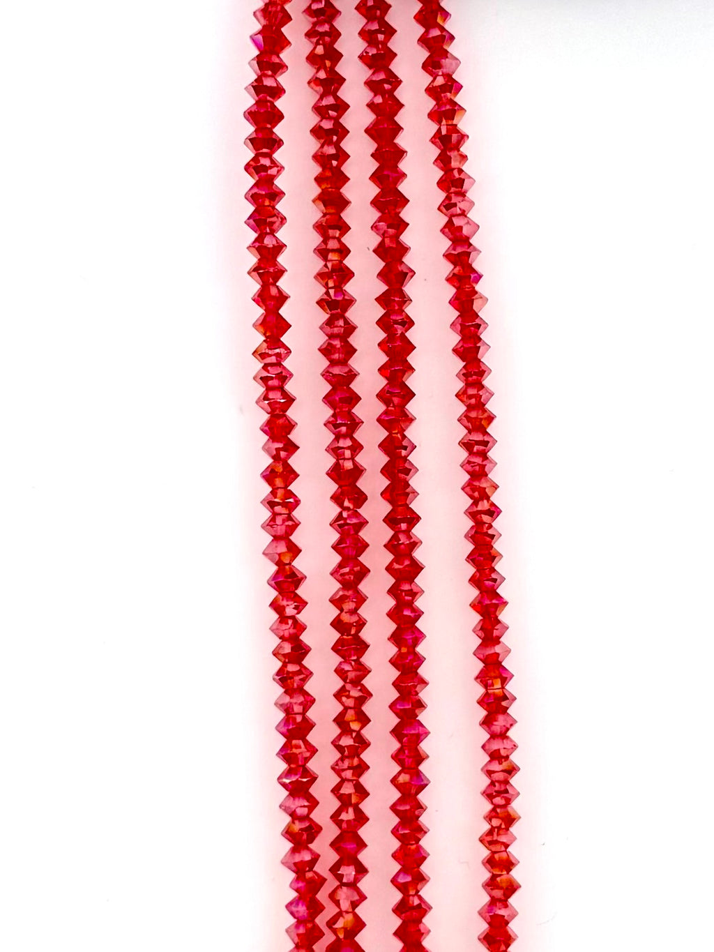 6mm Faceted Squished Bicone Glass Beads Red