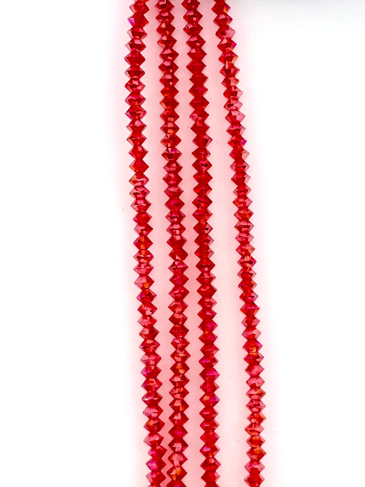 6mm Faceted Squished Bicone Glass Beads Red