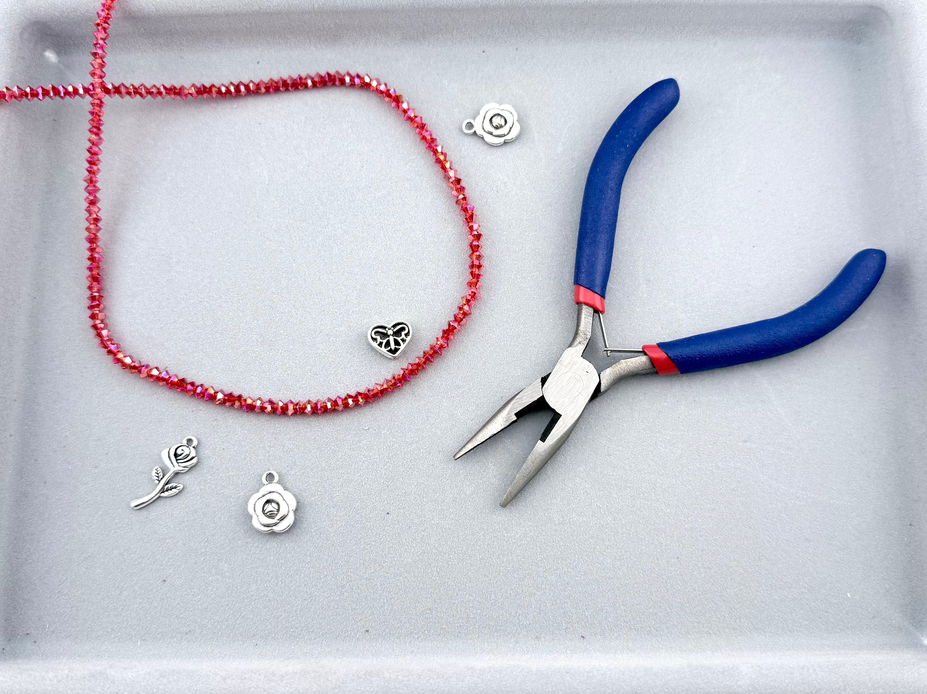 6mm Faceted Squished Bicone Glass Beads Red