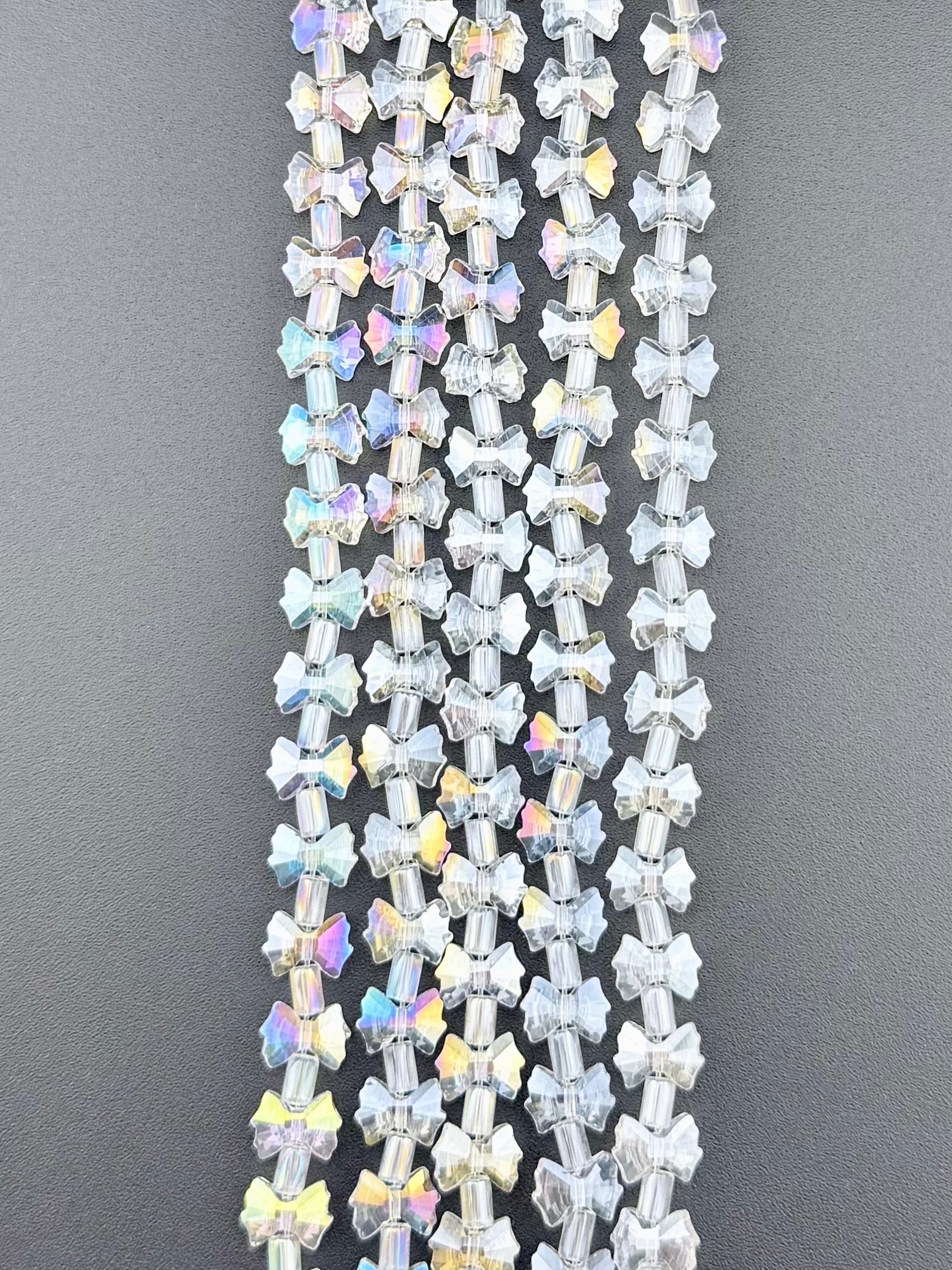7-10mm Faceted Glass AB Butterfly Beads