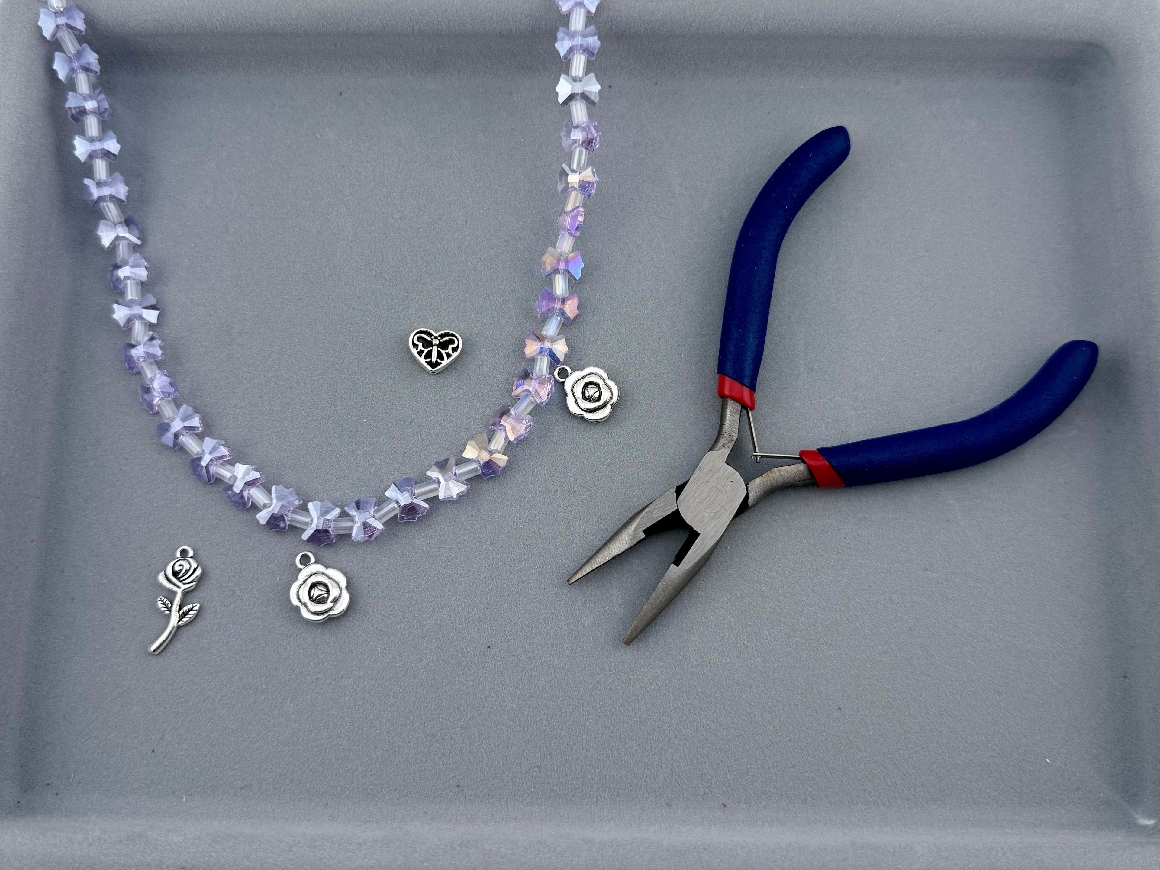7-10mm Faceted Glass Butterfly Beads Purple