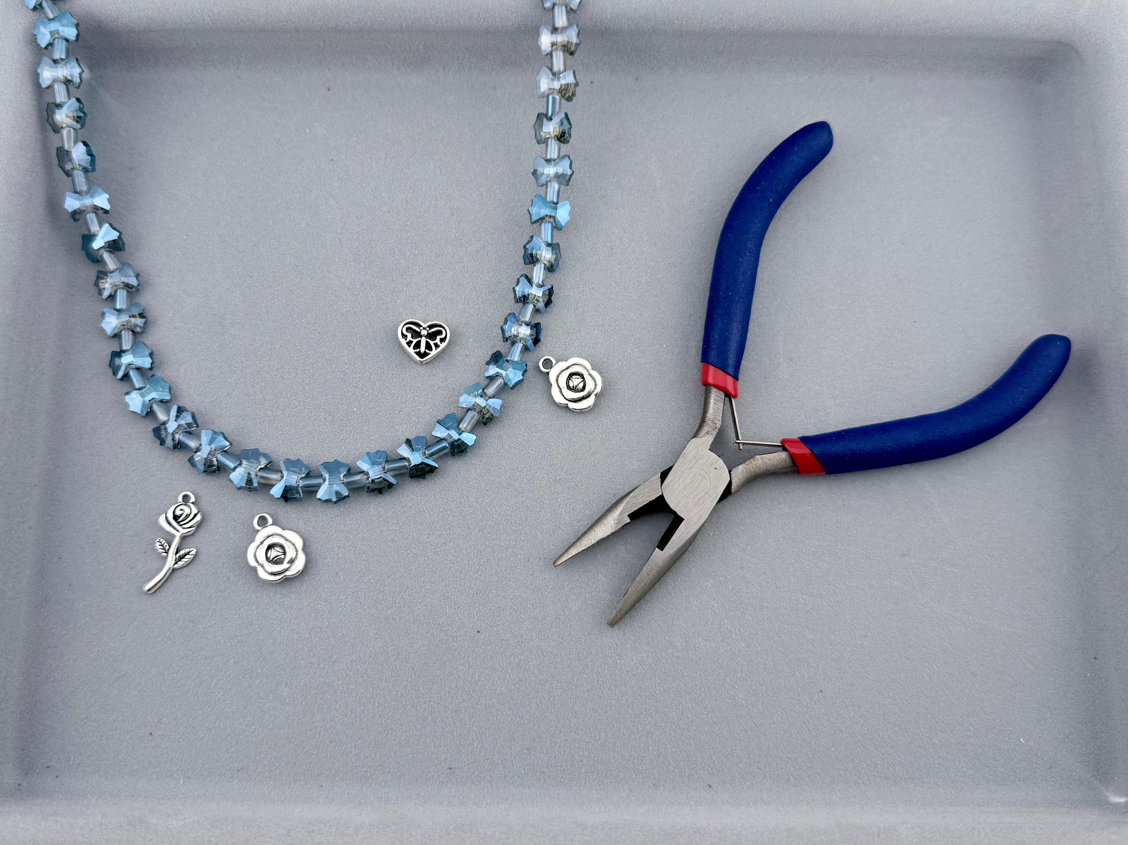 7-10mm Faceted Glass Butterfly Beads Blue