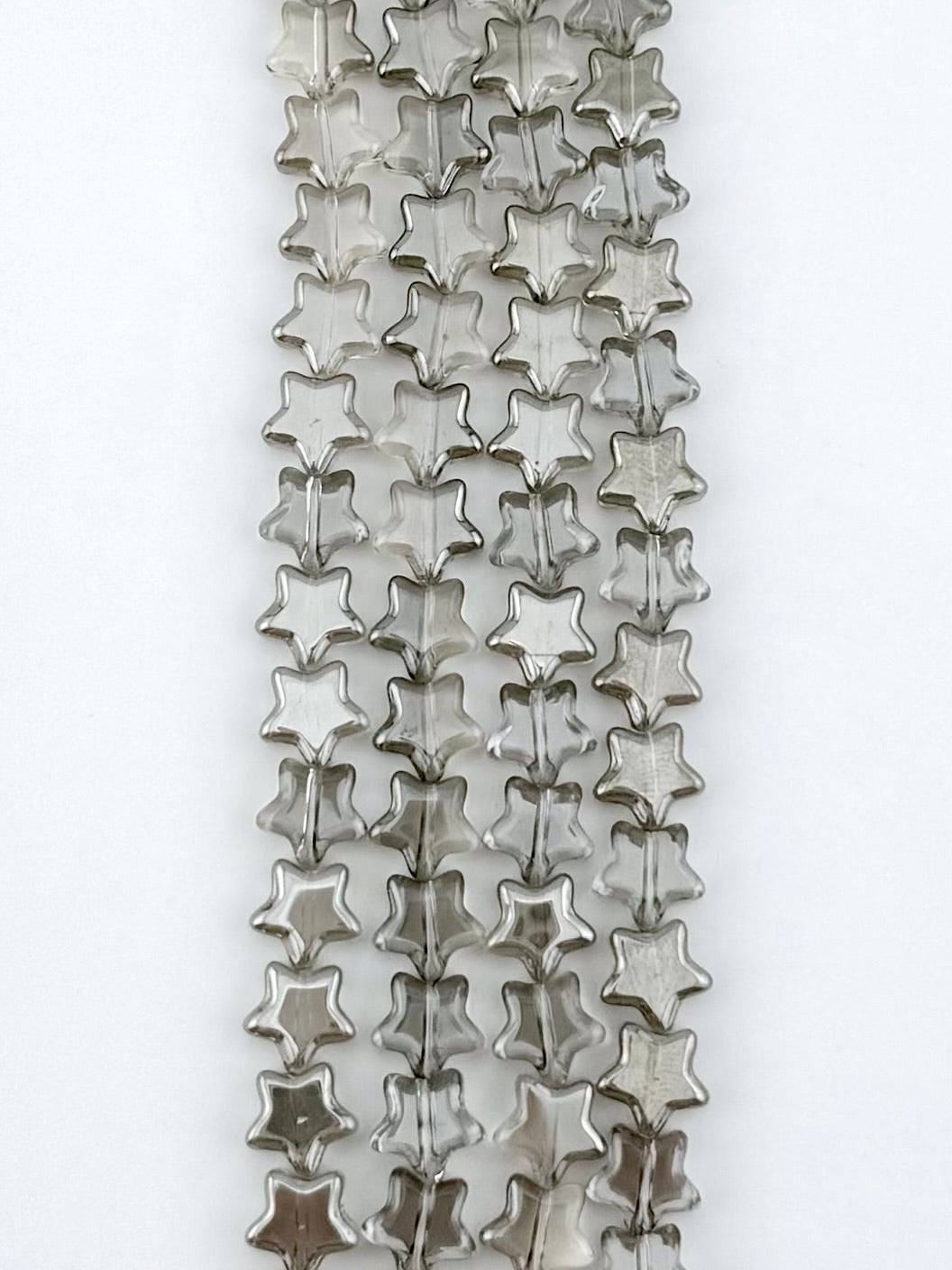 8mm Faceted Metal Star Beads Strand Grey