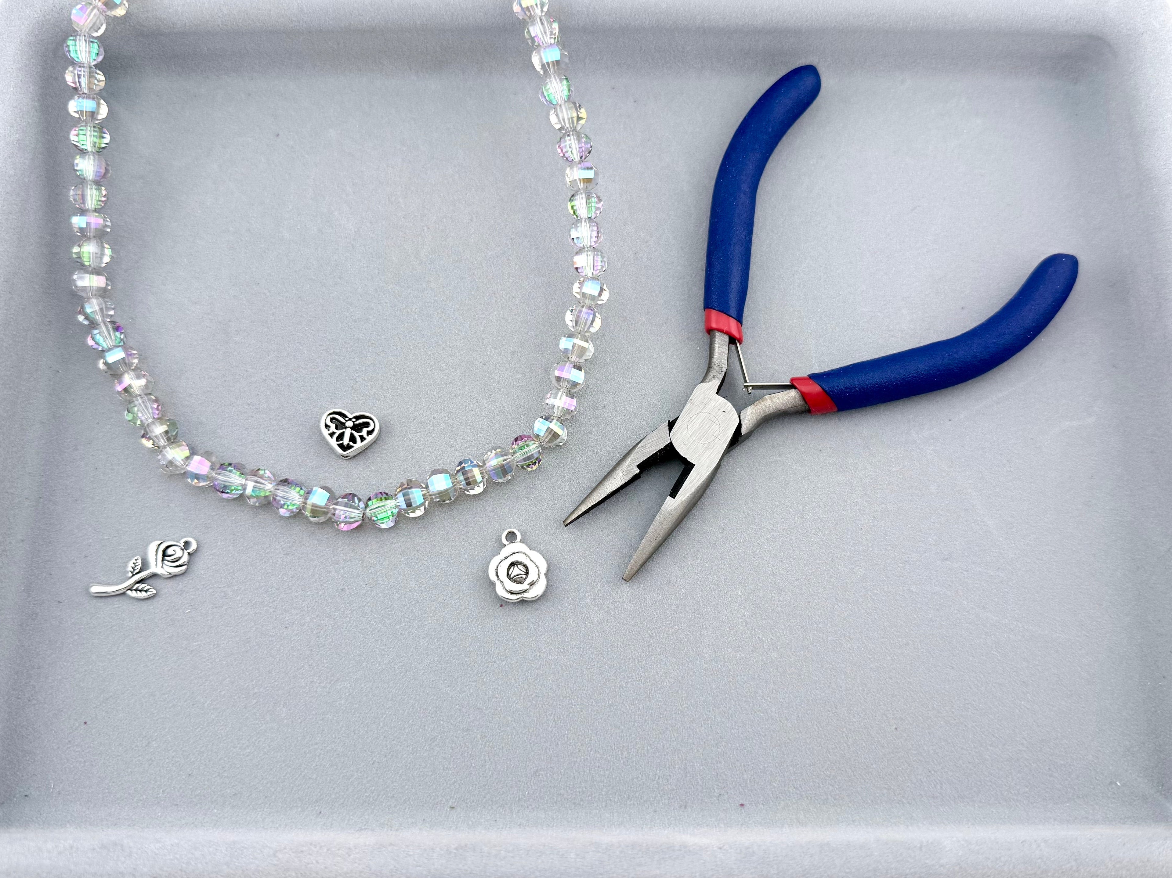 8mm Glass Rondelle Beads Gray