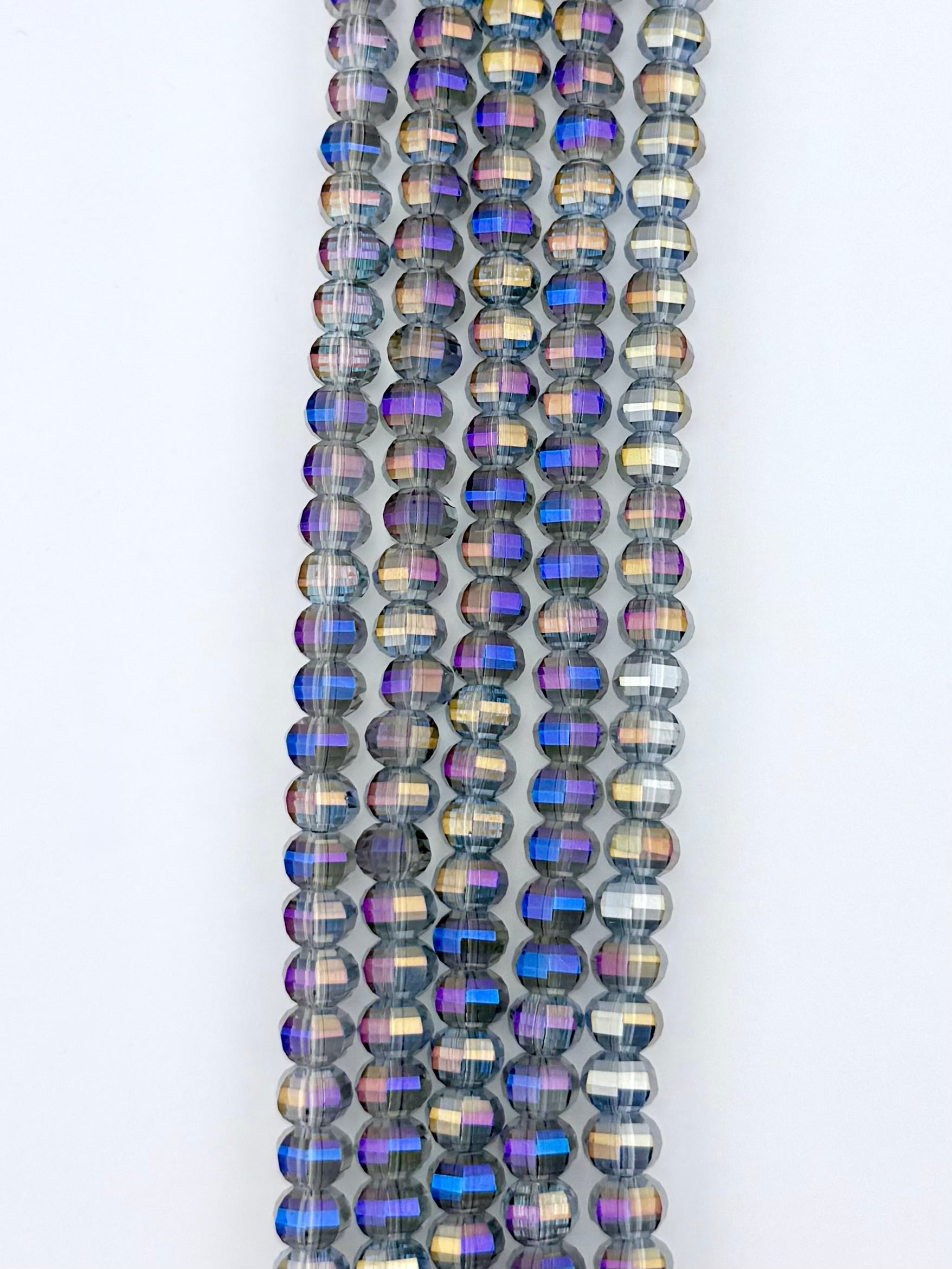 8mm Glass Rondelle Beads Dark Purple