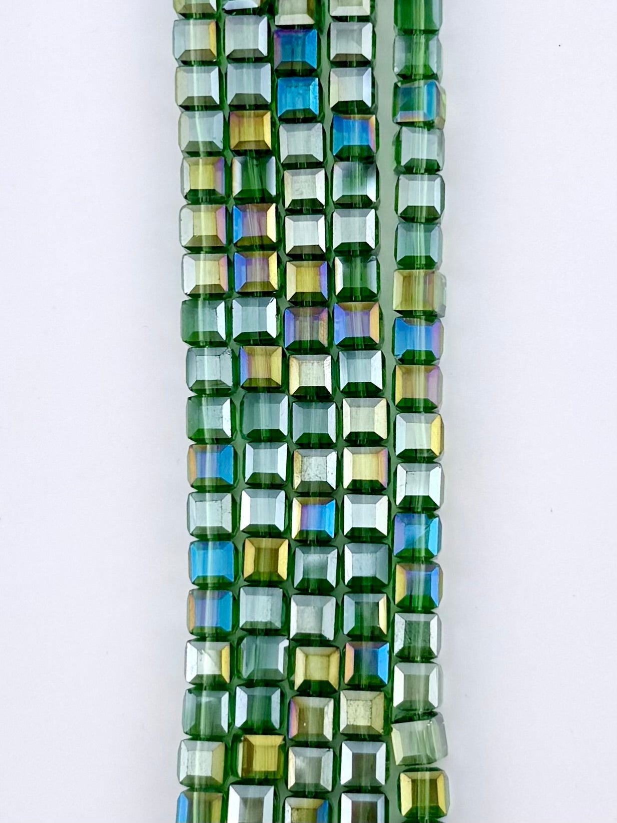 8mm Glass Cube Beads Green