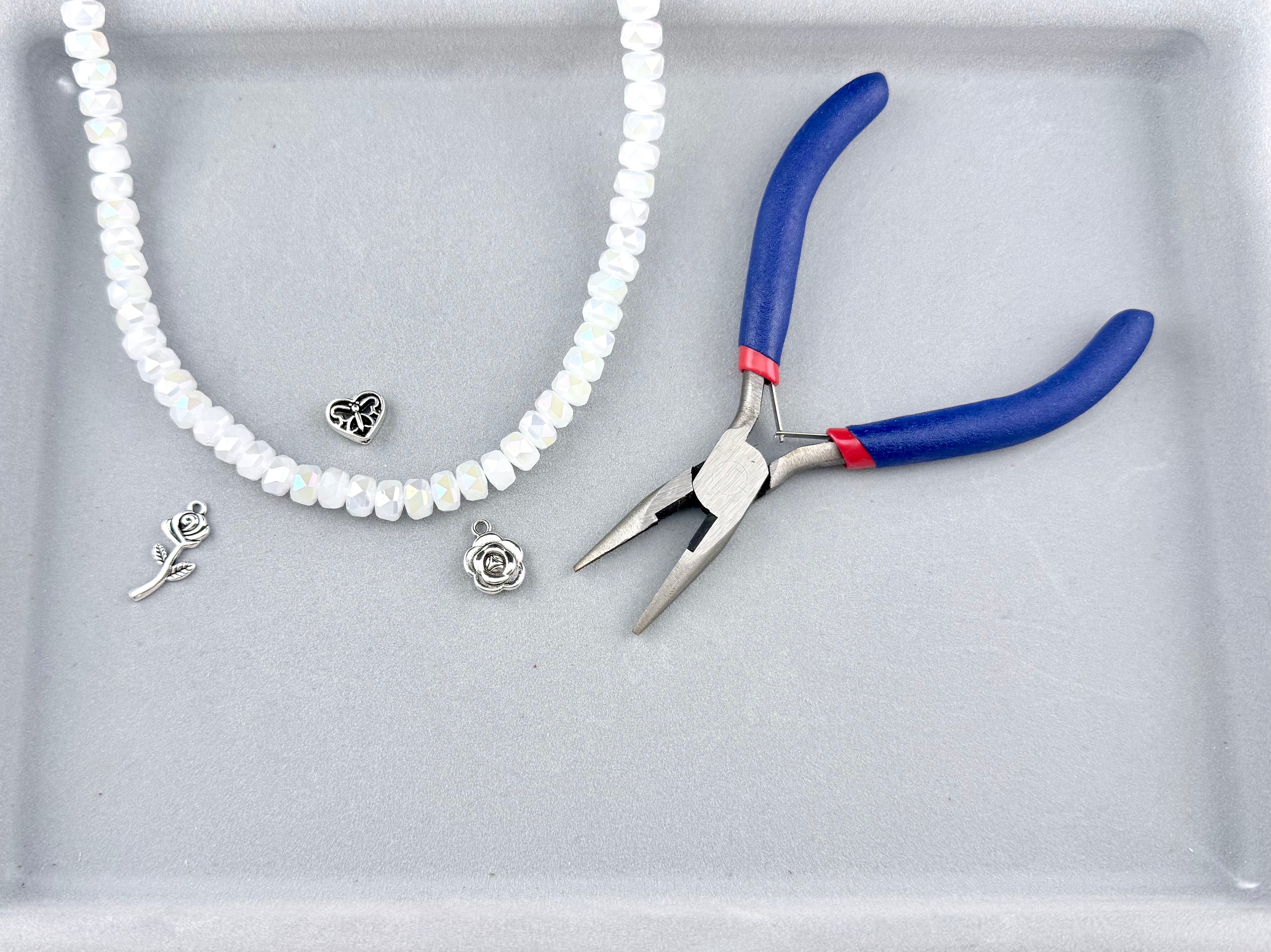 8mm Glass Faceted Rondelle Beads White