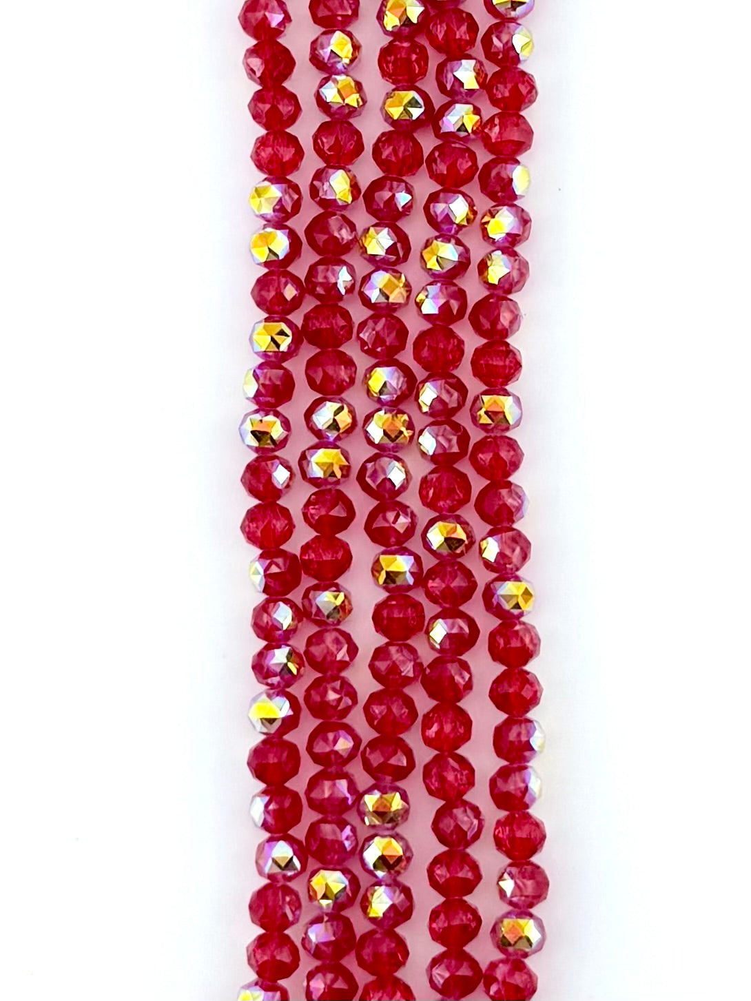 6mm Glass Round Faceted Beads Red Ab