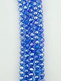 8mm Glass Round Faceted Beads Royal Blue