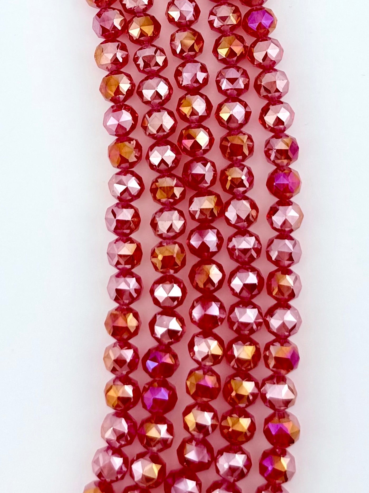 8mm Glass Round Faceted Beads Red