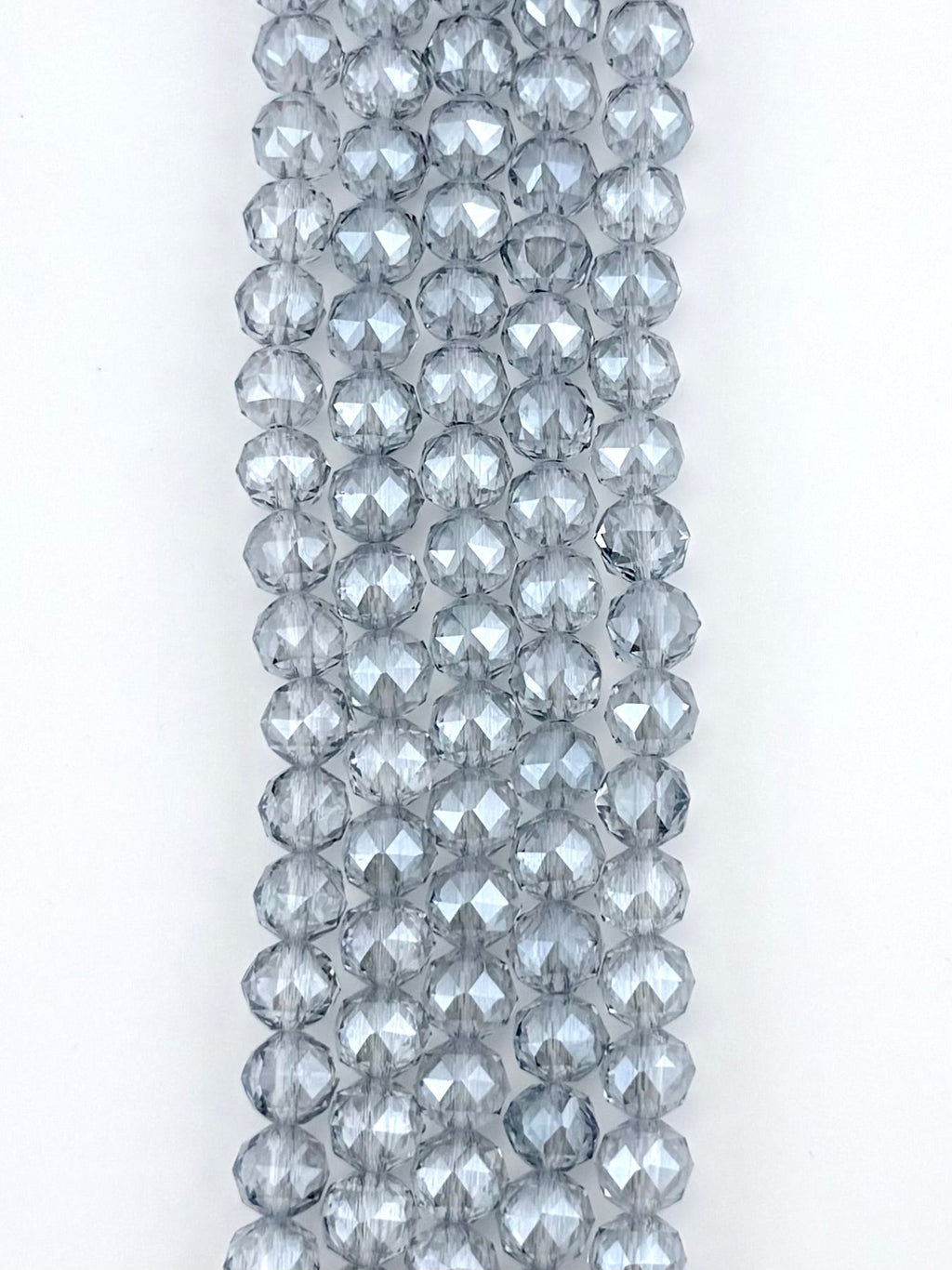8mm Glass Round Faceted Beads Gray