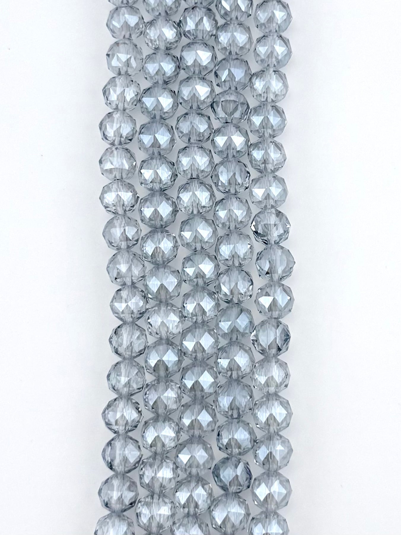8mm Glass Round Faceted Beads Gray
