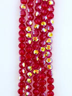 8mm Glass Round Faceted Beads Red AB