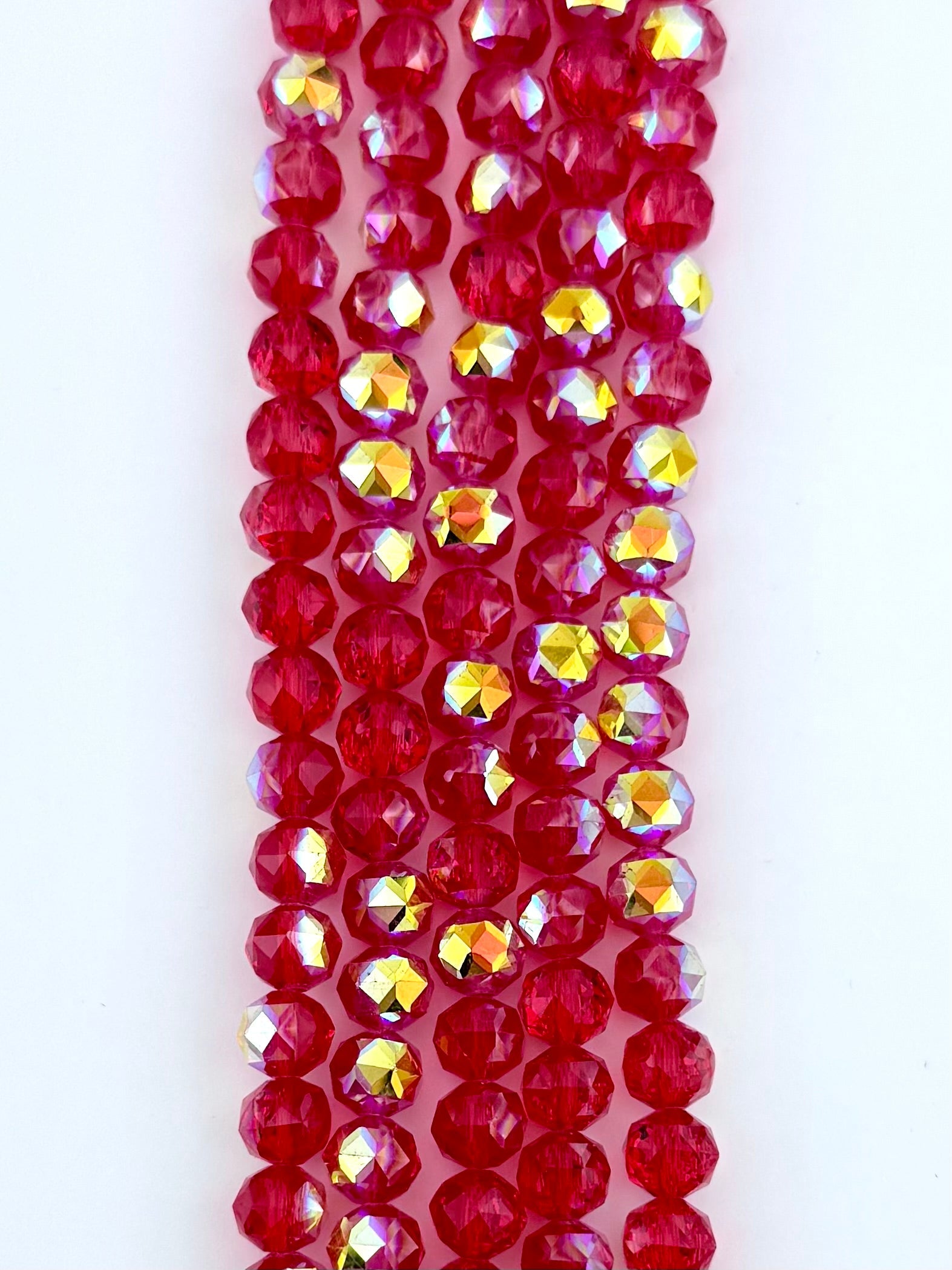 8mm Glass Round Faceted Beads Red AB