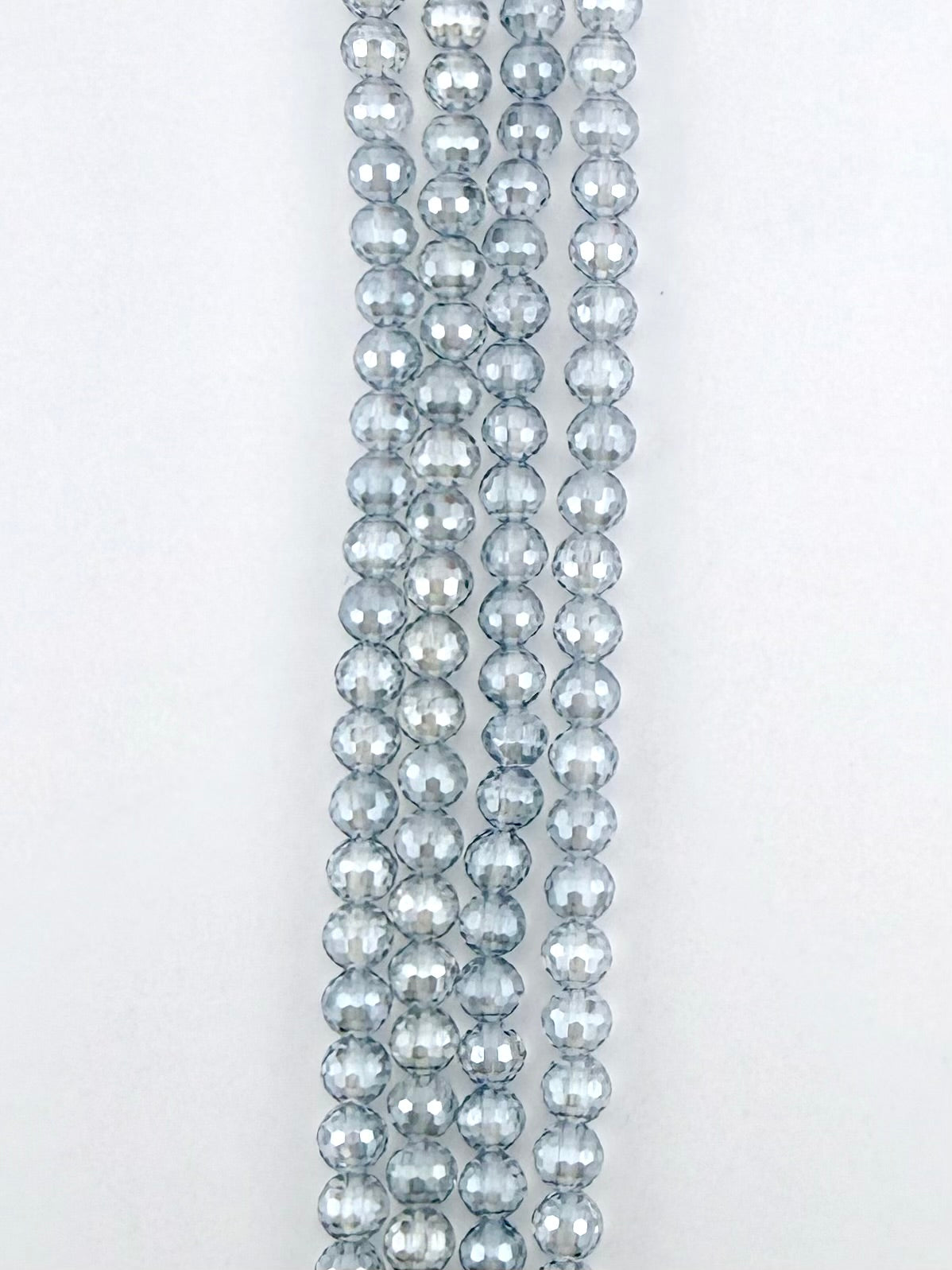 6mm Glass Faceted Round Beads Gray