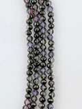 6mm Glass Faceted Round Beads Black Purple