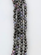 6mm Glass Faceted Round Beads Black Purple