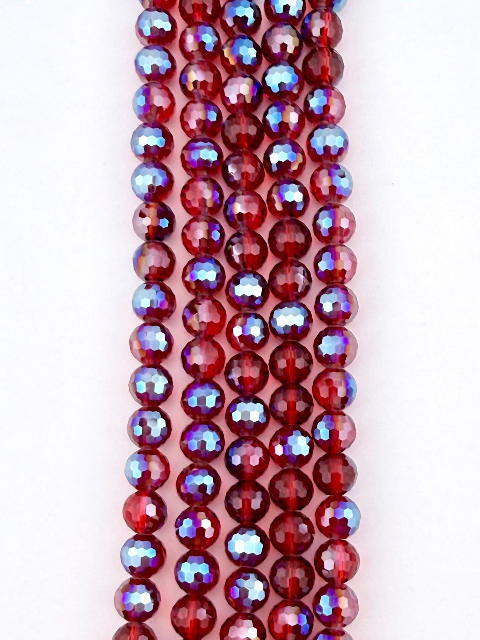 8mm Faceted Glass Rondelle Beads Red & Blue