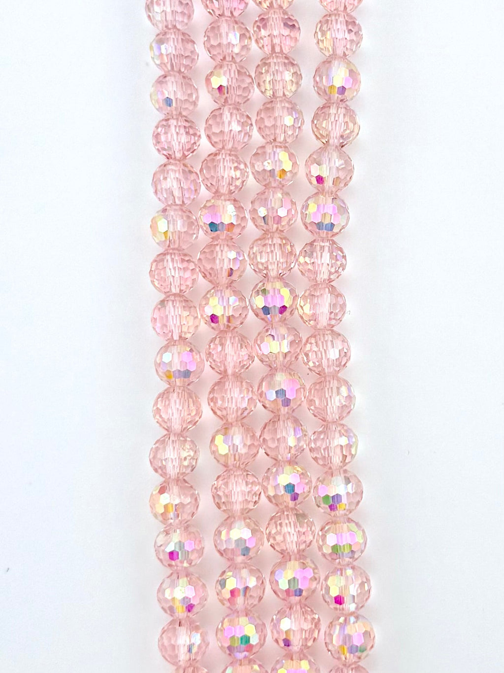 8mm Faceted Glass Rondelle Beads Discoball Pink