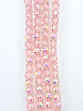8mm Faceted Glass Rondelle Beads Discoball Pink