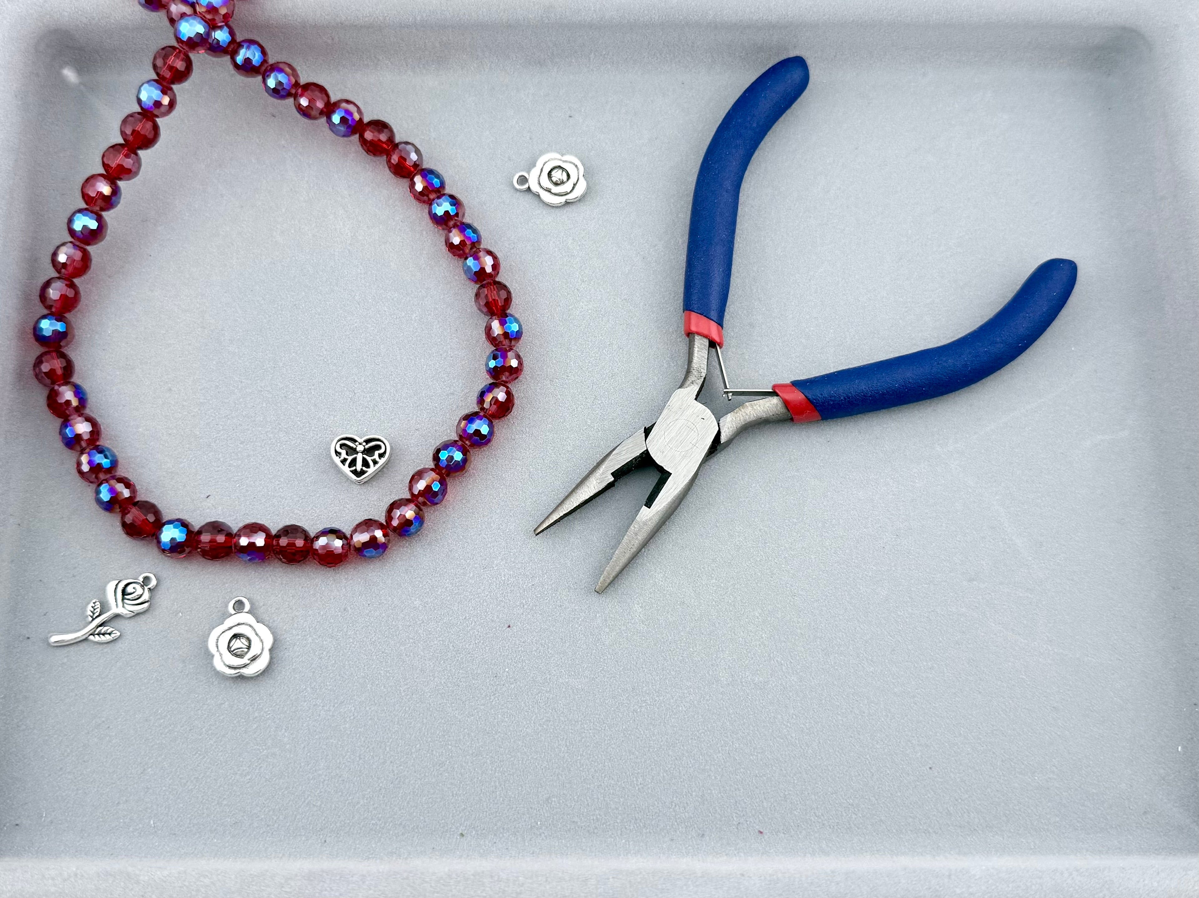 8mm Faceted Glass Rondelle Beads Red & Blue