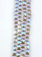 8mm Faceted Glass Heart Beads Strand Transparent Purple